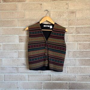 vintage 90s striped knit button front vest